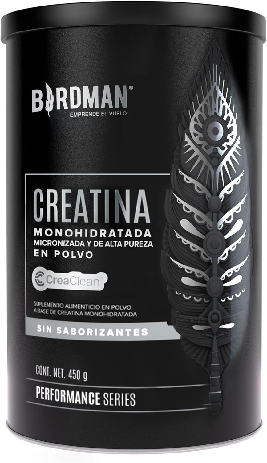 BIRDMAN Creatina Monohidratada de Alta Pureza En Polvo Sin Sabor, Preworkout, Alto Rendimiento | 90 Servicios | 450g.
