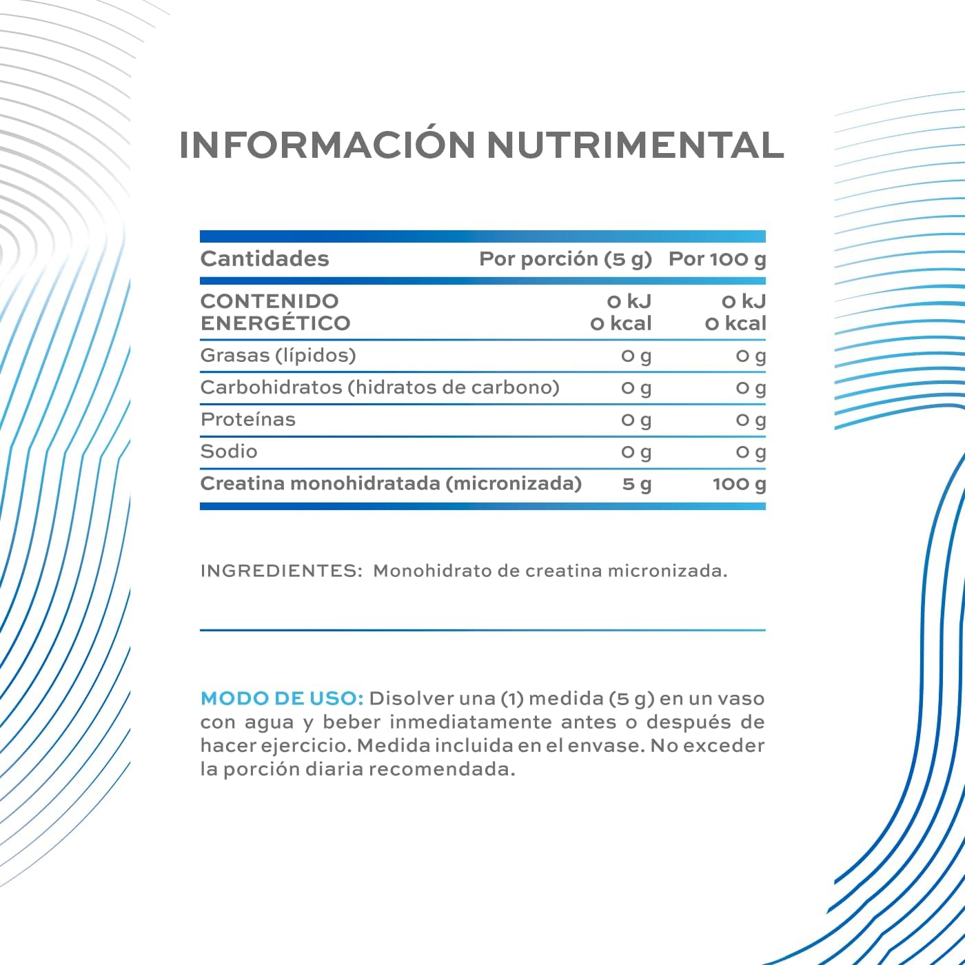 B Life Creatina Monohidratada 450 g en polvo | 90 Servicios | 5 g por porción