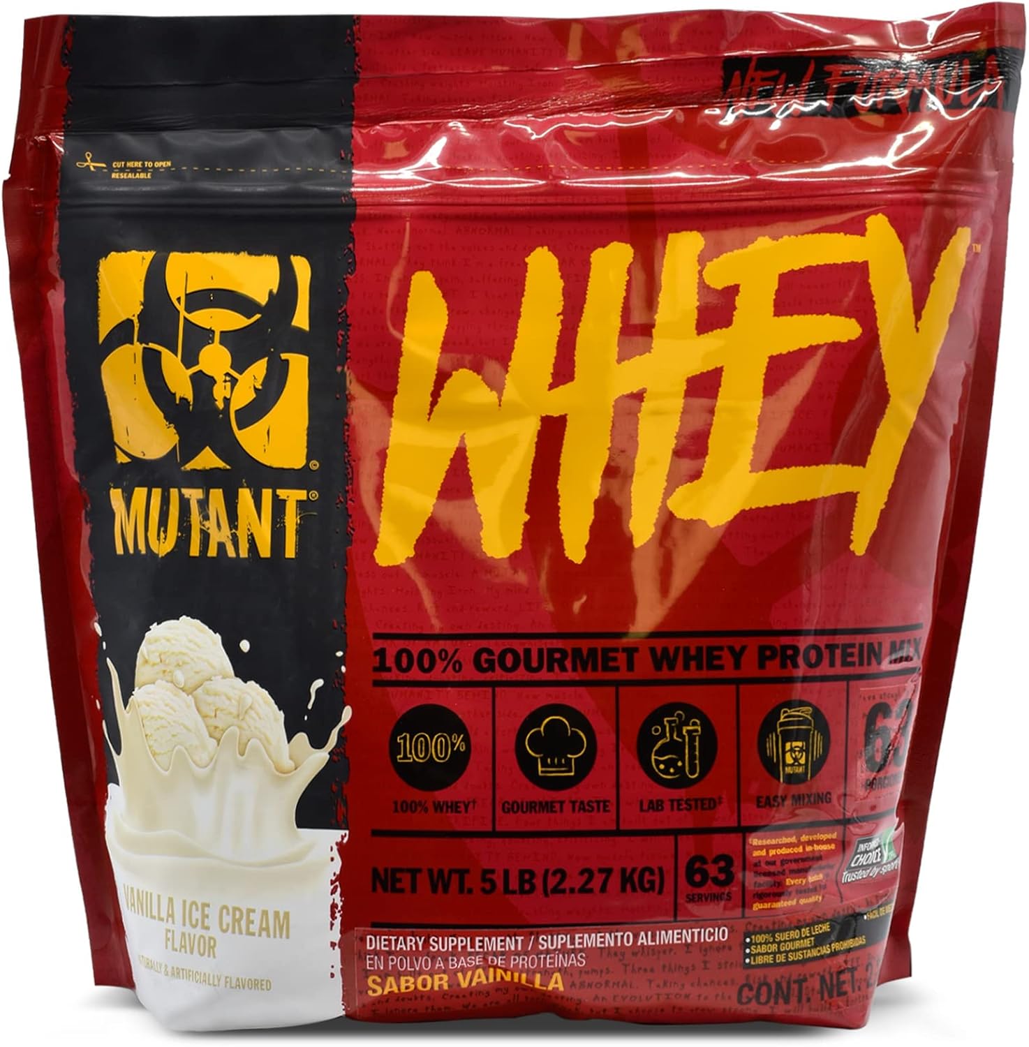 Mutant Whey Vainilla 5 lb (63 servicios)